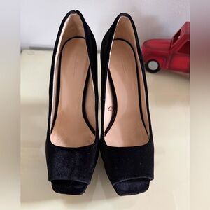 Zara Peep Toe Platform Pumps Women Black Suede Heel Shoes